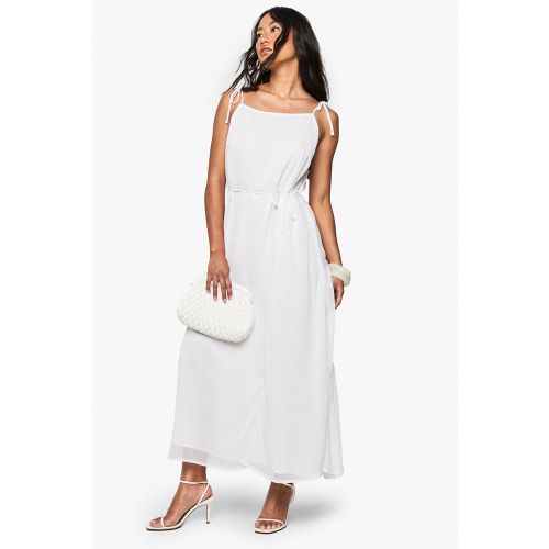 Robe Longue Nouée En Mousseline De Soie - Blanc Écru - 36, Blanc Écru - boohoo - Modalova