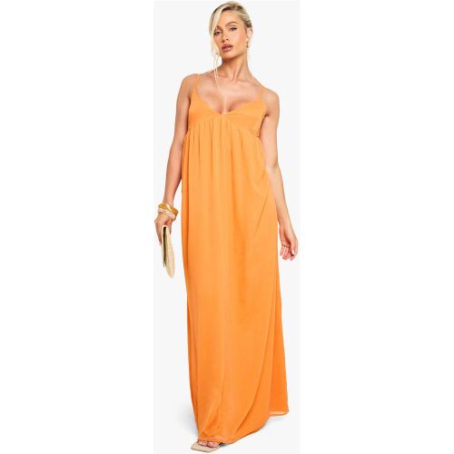 Robe Longue En Mousseline De Soie À Bretelles - 36 - boohoo - Modalova