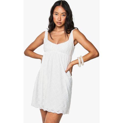 Robe Babydoll Brodée À Col Carré - 36 - boohoo - Modalova