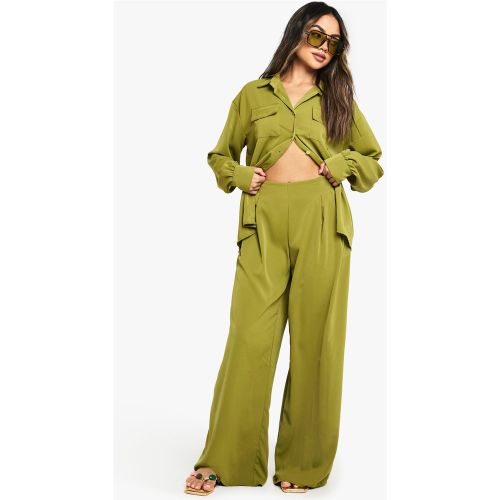 Pantalon Large Plissé Tissé - 34 - boohoo - Modalova