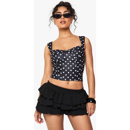 Corset À Pois Et Manches Longues - 34 - boohoo - Modalova