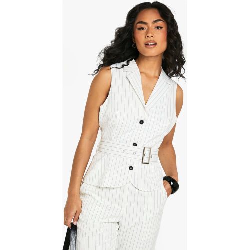 Gilet De Costume À Ceinture Et Rayures Fines - 34 - boohoo - Modalova