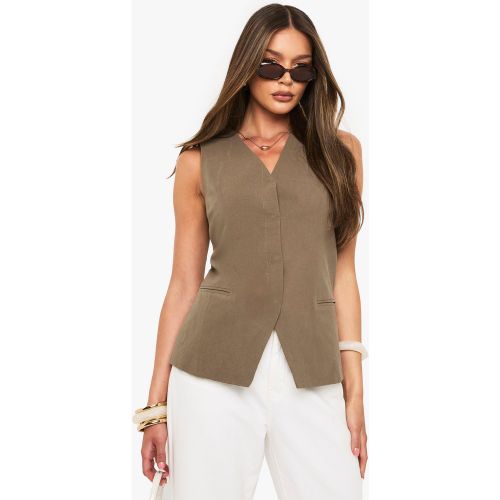 Gilet De Costume Long À Col V Sans Manches - 34 - boohoo - Modalova