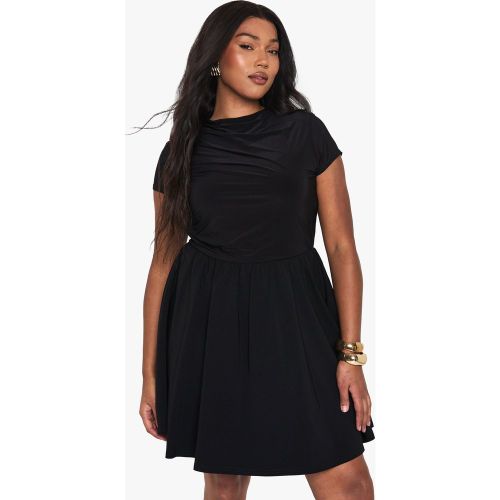 Grande Taille - Robe Patineuse Drapée En Tissu Mélangé - 44 - boohoo - Modalova