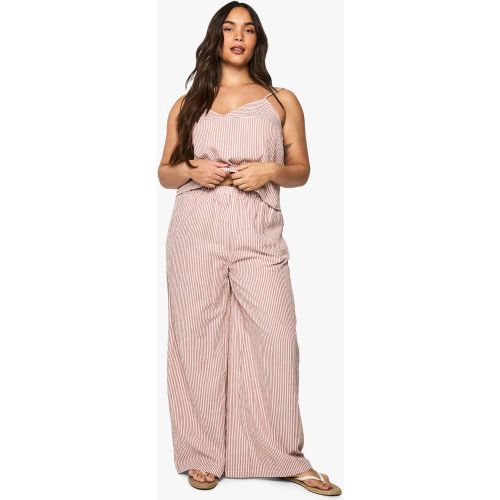 Grande Taille - Pantalon Large À Rayures Et Taille Élastiquée - 44 - boohoo - Modalova