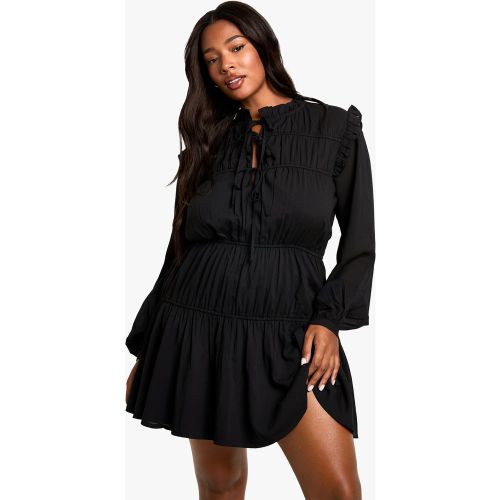 Grande Taille - Robe Volantée Froncée - 44 - boohoo - Modalova