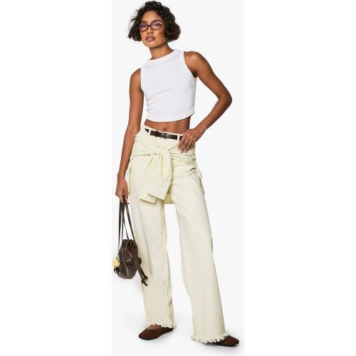 Tall" - Jean Large Écru À Franges - Blanc Écru - 34, Blanc Écru - boohoo - Modalova
