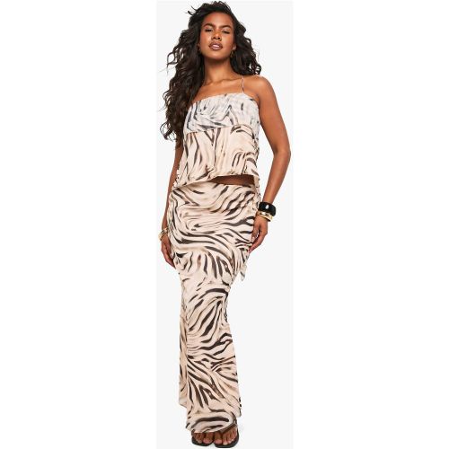 Jupe Longue Imprimé Zèbre - Blanc Écru - 42, Blanc Écru - boohoo - Modalova