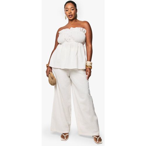 Grande Taille - Ensemble Avec Bandeau Long Et Pantalon Large - Blanc Écru - 56, Blanc Écru - boohoo - Modalova