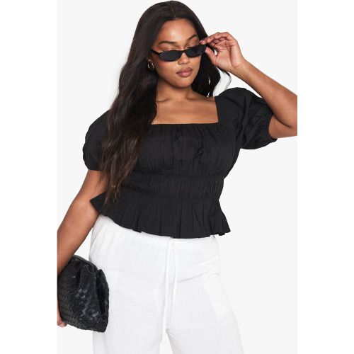 Grande Taille - Body Froncé En Coton À Épaules Dénudées - 44 - boohoo - Modalova