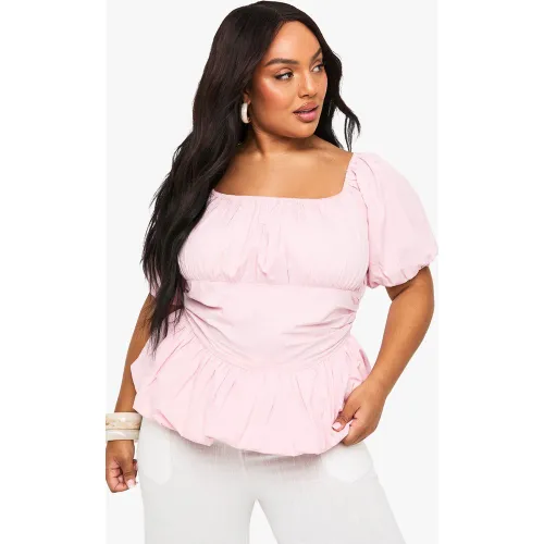 Grande Taille - Blouse En Coton À Manches Bouffantes - 44 - boohoo - Modalova