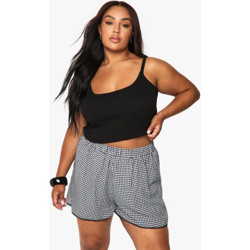 Grande Taille - Short À Volants Et Imprimé Vichy - 44 - boohoo - Modalova