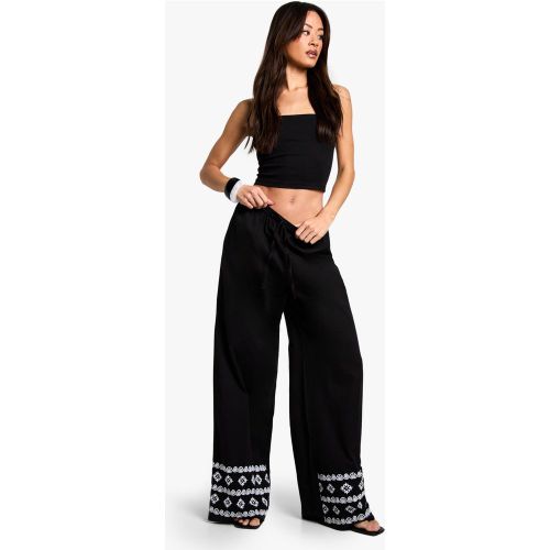Tall" - Pantalon Large À Broderies - 36 - boohoo - Modalova