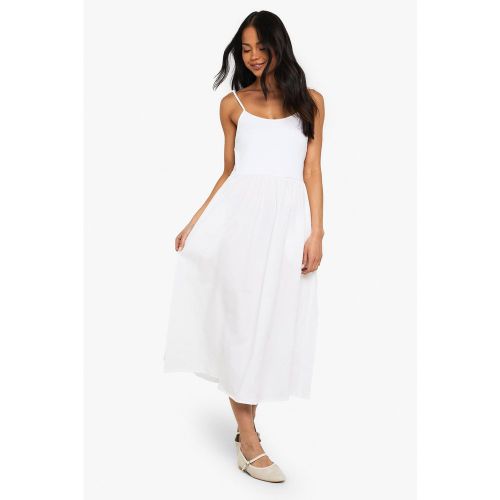 Robe Mi-Longue En Coton À Col Rond - 36 - boohoo - Modalova
