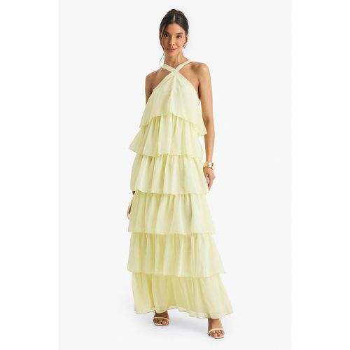 Robe Longue En Mousseline De Soie À Dos Nu - 36 - boohoo - Modalova