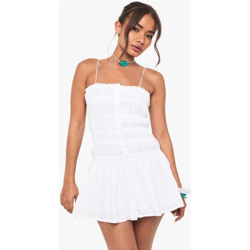 Robe Courte Froncée En Coton - 36 - boohoo - Modalova