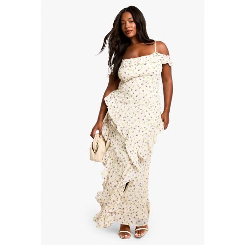 Grande Taille - Robe Longue À Épaules Dénudées Et Volants - 44 - boohoo - Modalova