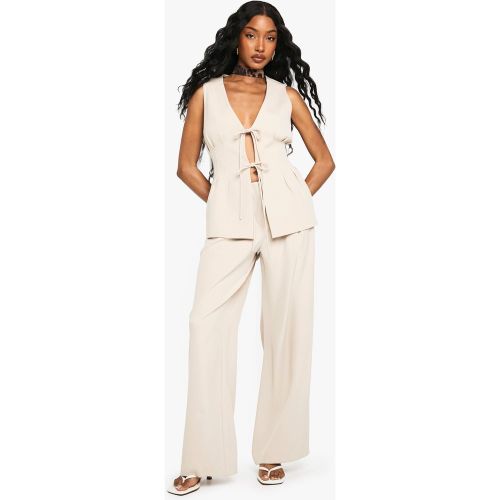 Pantalon Droit Zippé Habillé - Blanc Écru - 42, Blanc Écru - boohoo - Modalova