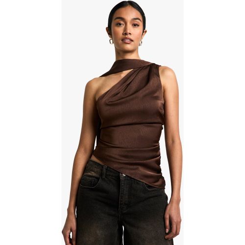 Top Asymétrique Satiné À Attaches - 34 - boohoo - Modalova
