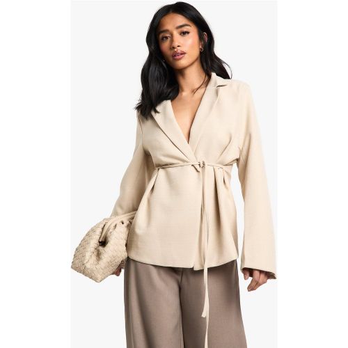Petite" - Blazer Texturé Noué - Blanc Écru - 38, Blanc Écru - boohoo - Modalova