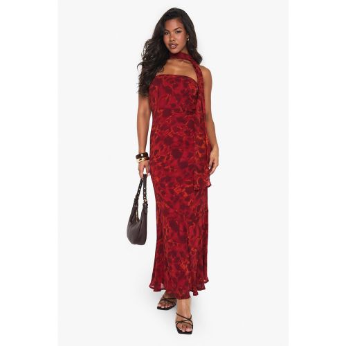 Robe Bustier Longue Côtelée À Imprimé Bandeau - 36 - boohoo - Modalova