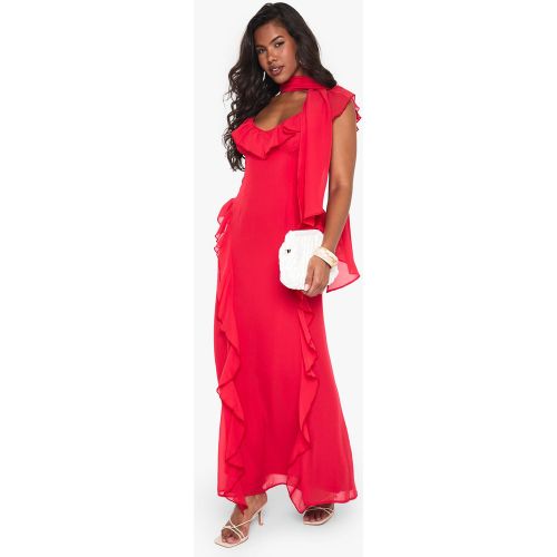 Robe Longue En Mousseline De Soie À Volants - 36 - boohoo - Modalova