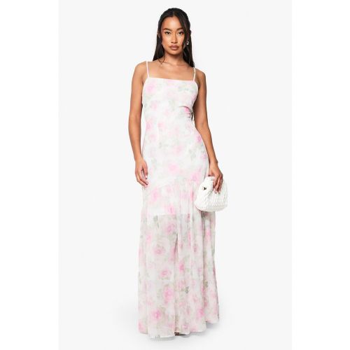 Robe Longue Fleurie En Mousseline De Soie - 36 - boohoo - Modalova
