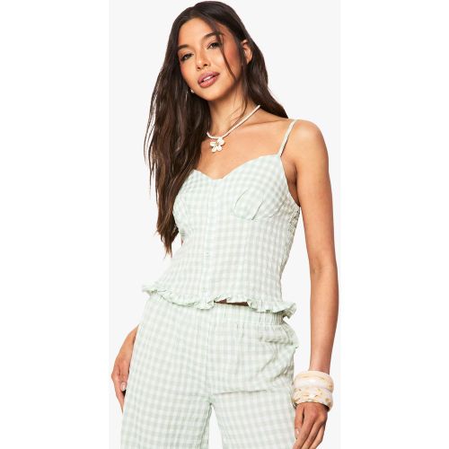 Corset À Volants Et Imprimé Vichy - 34 - boohoo - Modalova