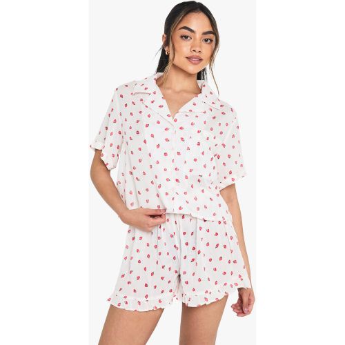 Ensemble À Imprimé Fraises Avec Chemise Oversize Et Short - 34 - boohoo - Modalova