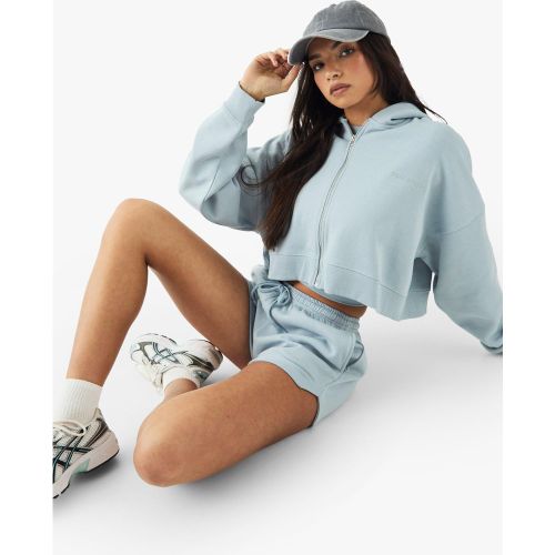 Sweat À Capuche Court Zippé À Broderie Dsgn Studio - S - boohoo - Modalova