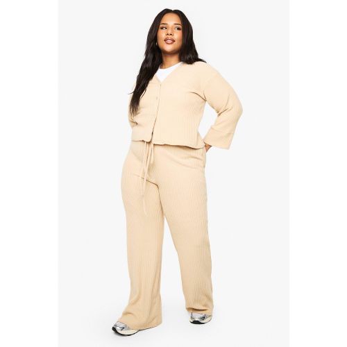 Grande Taille - Ensemble En Maille Côtelée Avec Gilet Et Pantalon - 44 - boohoo - Modalova