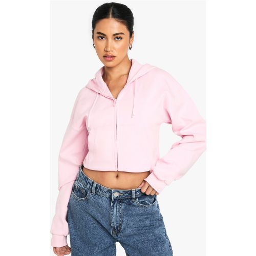 Sweat À Capuche Court Zippé À Surpiqûres - S - boohoo - Modalova