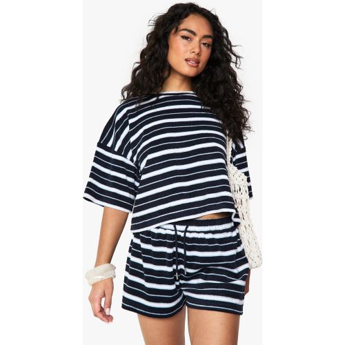 Crop Top Rayé En Tissu Éponge - S - boohoo - Modalova