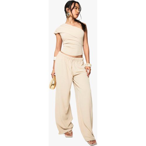 Ensemble Texturé Avec Top À Épaule Dénudée Et Pantalon Large - 34 - boohoo - Modalova