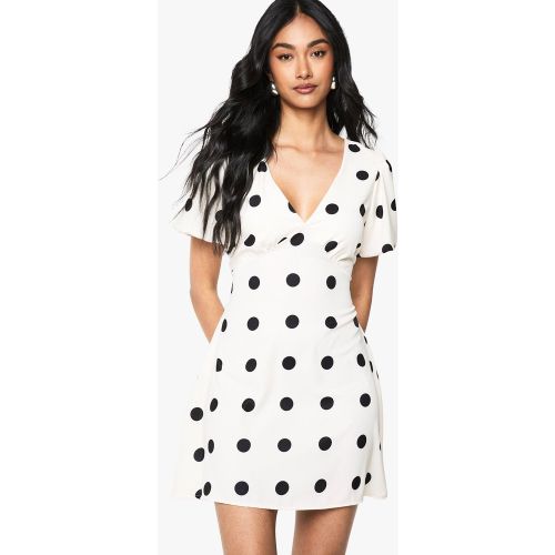 Robe Courte À Manches Bouffantes Et Pois - 36 - boohoo - Modalova