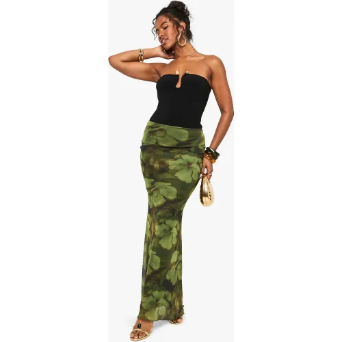 Jupe Longue Fleurie En Mesh - 34 - boohoo - Modalova
