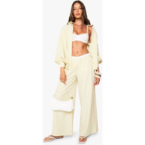 Pantalon Large À Rayures Et Bouton Contrastant - 36 - boohoo - Modalova