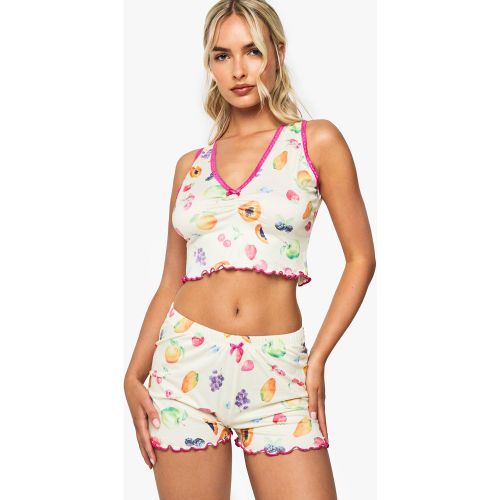 Ensemble De Pyjama À Imprimé Fruit Avec Débardeur Contrastant Et Short - 34 - boohoo - Modalova