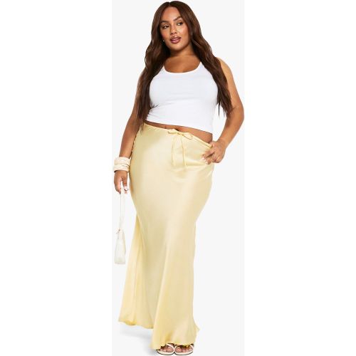 Grande Taille - Jupe Longue Satinée À Cordon De Serrage - 44 - boohoo - Modalova