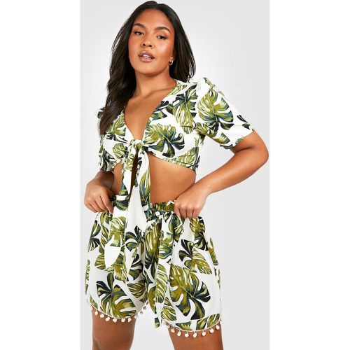 Grande Taille - Ensemble De Plage Imprimé Palmier - 50 - boohoo - Modalova