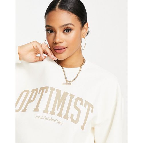 X Anna Briand - Sweat-shirt d'ensemble oversize imprimé « Optimist » - cassé - NA-KD - Modalova