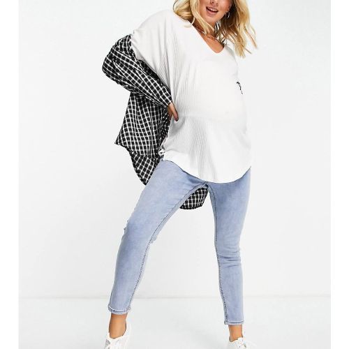 Jean skinny court avec bande passant sous le ventre - Délavage clair - Cotton:On Maternity - Modalova