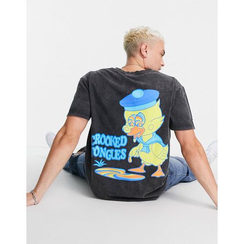 T-shirt avec imprimé canard - délavé - Crooked Tongues - Modalova