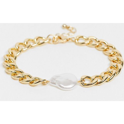 Bracelet chaîne épais avec breloque perle - DesignB London Curve - Modalova