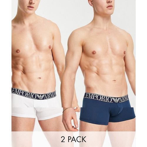 Emporio Armani - Bodywear - Lot de 2 boxers à logo contrastant - Blanc/bleu sarcelle - Emporio Armani Bodywear - Modalova