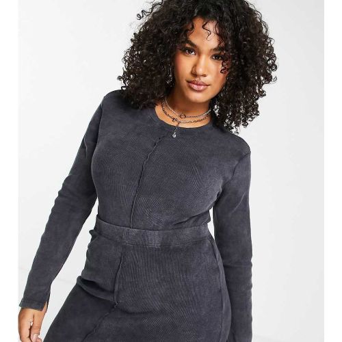 I Saw It First Plus - Body côtelé d'ensemble à coutures apparentes - Anthracite - I Saw It First Curve - Modalova