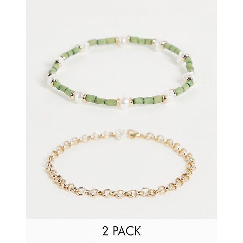 Lot de 2 bracelets de chevilles à perles - et vert - Liars & Lovers - Modalova