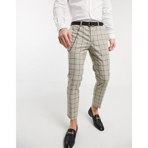 Pantalon ajusté à carreaux avec chaîne - Taupe - Twisted Tailor - Modalova