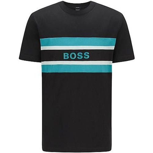 T-shirt en coton mercerisé à col rond et logo imprimé - Boss - Modalova