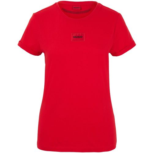 T-shirt Slim Fit en coton avec étiquette logo - HUGO - Modalova